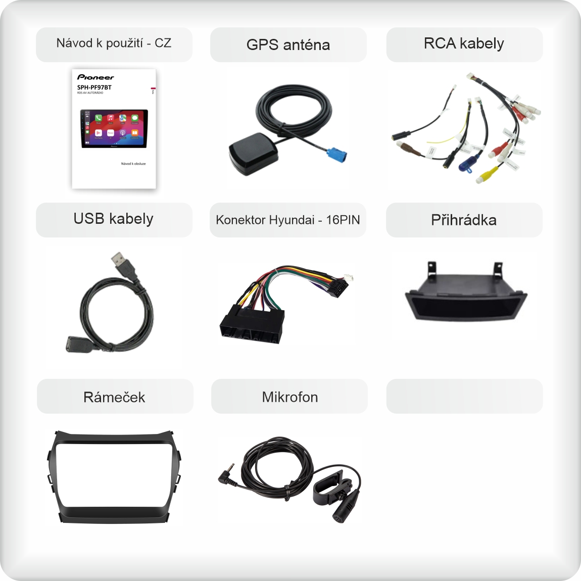 CZ příslušenství pro autorádio Pioneer SPH - PF97BT pro hyundai Santa fe ix35 carplay a android auto evtech_cz